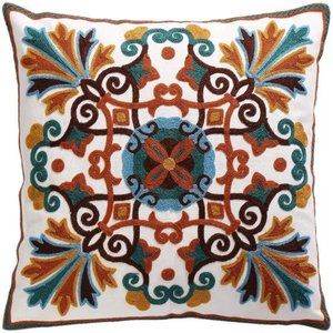 Throw Pillow Cover 18x18inch Pack of 1Embroidered Pattern 100% Cotton Decorative